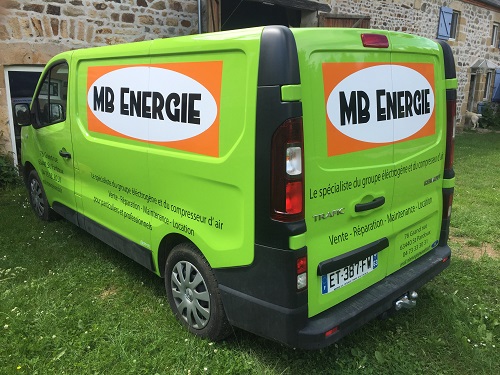 MB Energie Fabricant covering utilitaire Atelier Auvergne Comm'Unique Communication Publicité Création Fabrication Pose 23 Creuse 03 Allier 63 Puy de Dôme 87 Haute Vienne Clermont-Ferrand Vichy Montluçon Riom Chambon sur Voueize Limoges Pionsat Combrailles