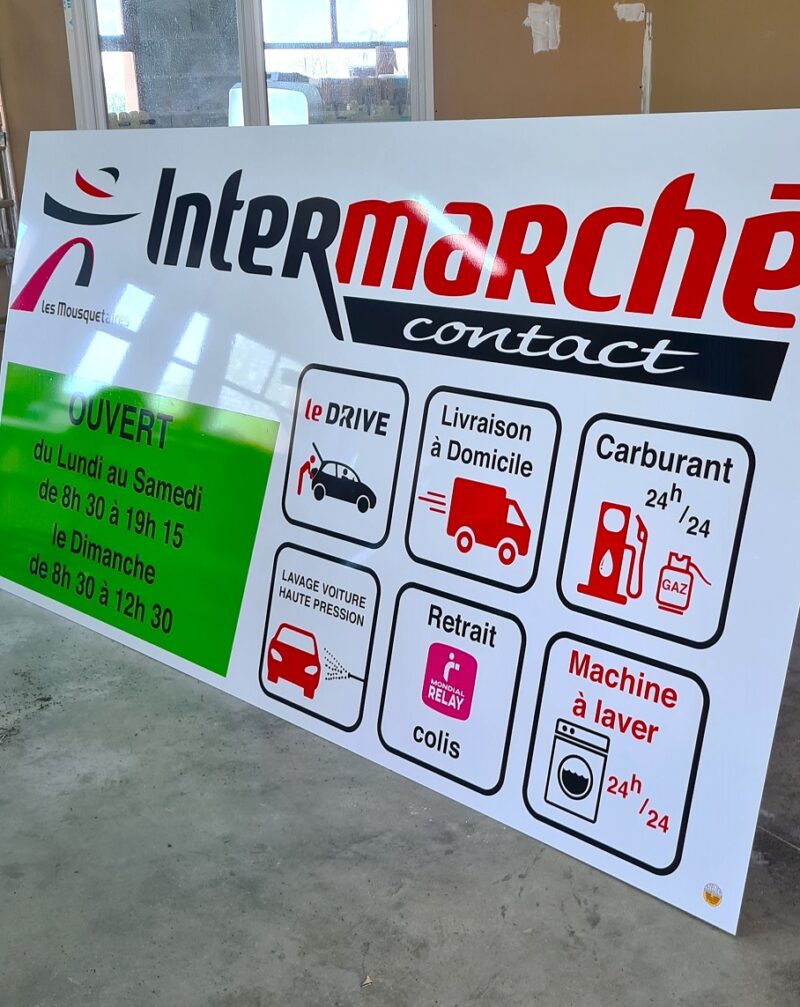 panneau alu dibond Intermarché Contact Ahun Creuse